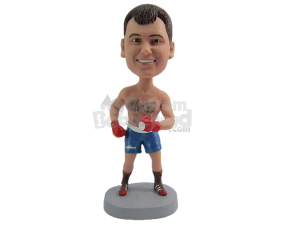 Custom Bobblehead Male Boxer Wearing Shorts Will Punch You Hard In Face - Sports & Hobbies Boxing & Martial Arts Personalized Bobblehead & Cake Topper