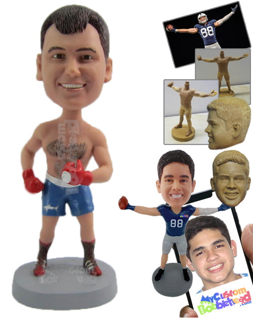 Male Boxer wearing Shorts Will Punch You Hard in Face Personalized Bobblehead