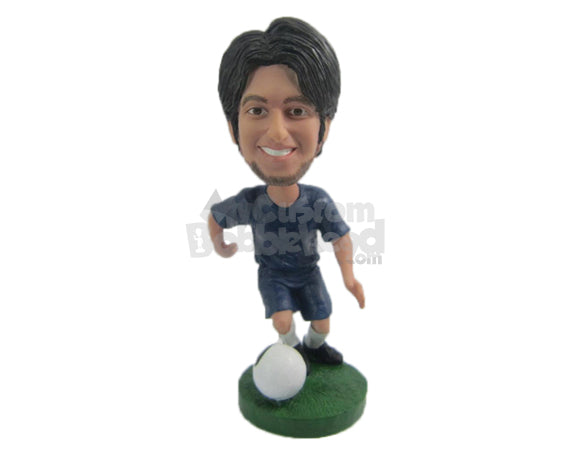 Custom Bobblehead Male Soccer Player Doing The Tricks With The Ball - Sports & Hobbies Soccer Personalized Bobblehead & Cake Topper