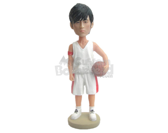 Custom Bobblehead Charming Basketball Player Holing A Ball In His Hand - Sports & Hobbies Basketball Personalized Bobblehead & Cake Topper