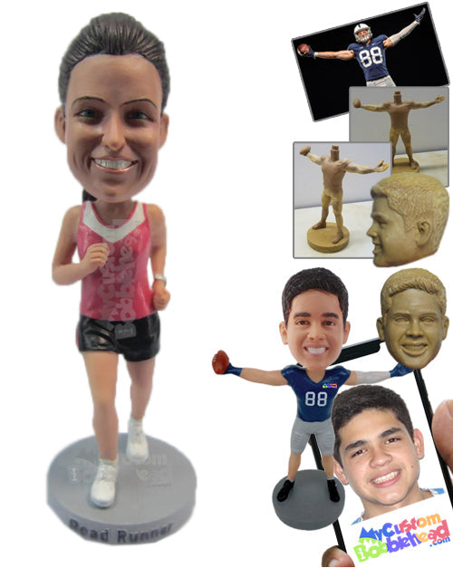 Female Runner Running in the Marathon Personalized Bobblehead