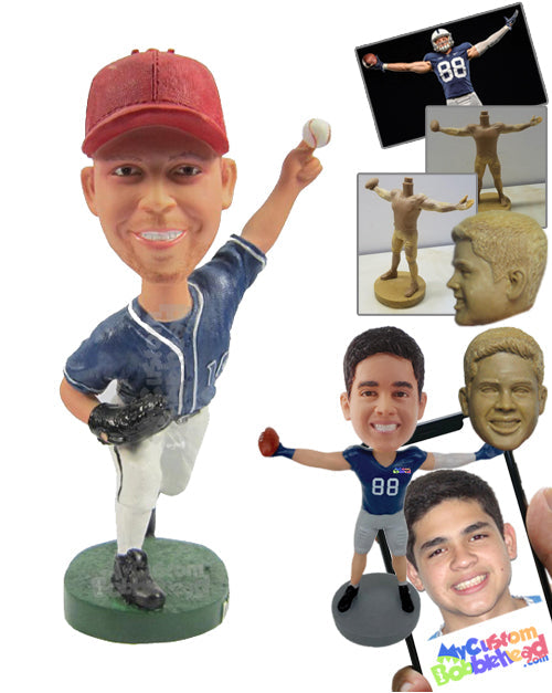 Left-Handed Baseball Pitcher Throwing the Ball Personalized Bobblehead