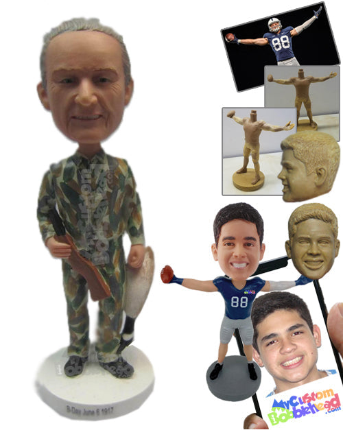 Hunter with Rifle and Catch of the Day Personalized Bobblehead