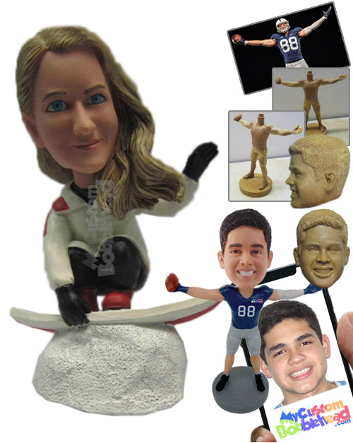 Gorgeous Girl Skating on Ice on Her Ice Skating Board Personalized Bobblehead