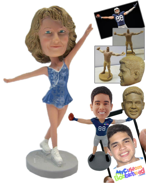 Attractive Female Ice Skater Wearing a Sexy Short Dress Personalized Bobblehead