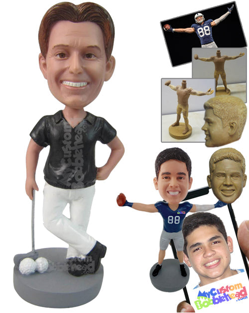 Short Male Golfer Posing for Pictures Personalized Bobblehead