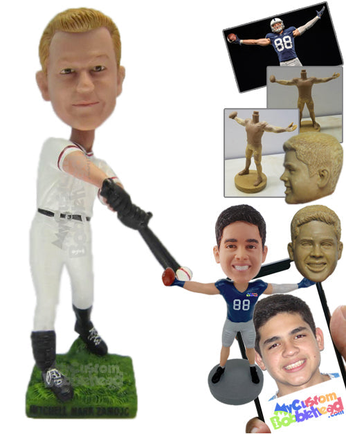 Male Baseball Player Hitting It Out of the Park Personalized Bobblehead