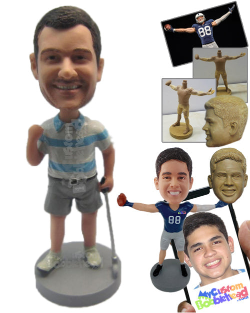 Attractive Male Golfer Delighted After Hitting a Perfect Shot Personalized Bobblehead