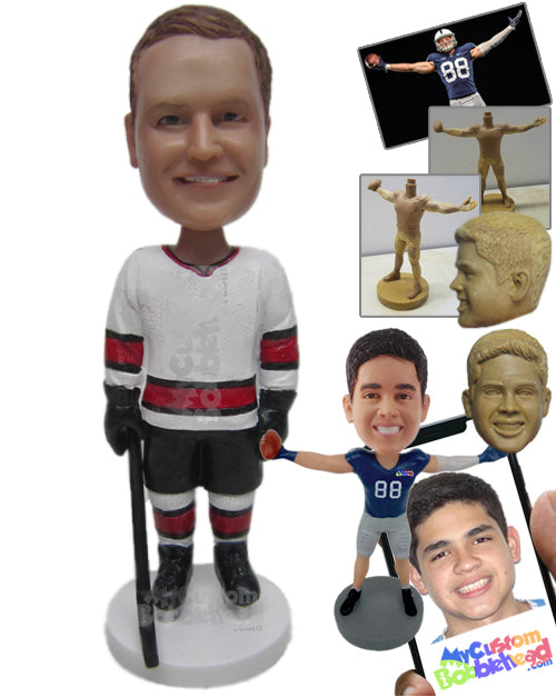 Male Ice Hockey Player Ready for Some Action Personalized Bobblehead