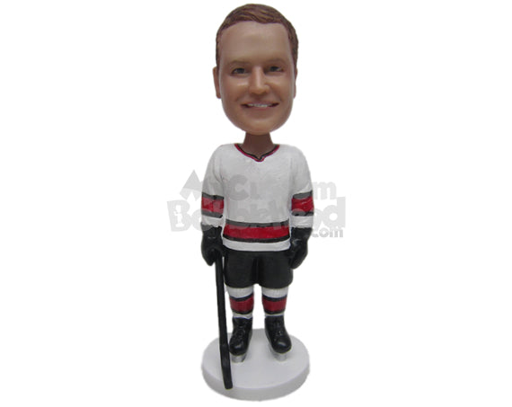 Male Ice Hockey Player Ready for Some Action Personalized Bobblehead