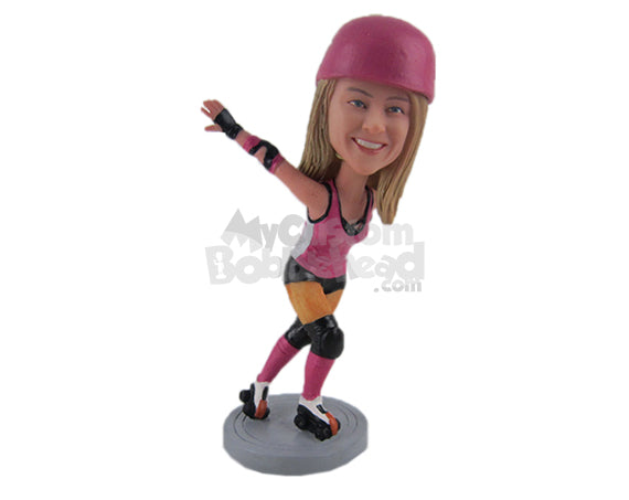 Custom Bobblehead Sexy Female Roller Derby Skating Like A Pro - Sports & Hobbies Dancing Personalized Bobblehead & Cake Topper