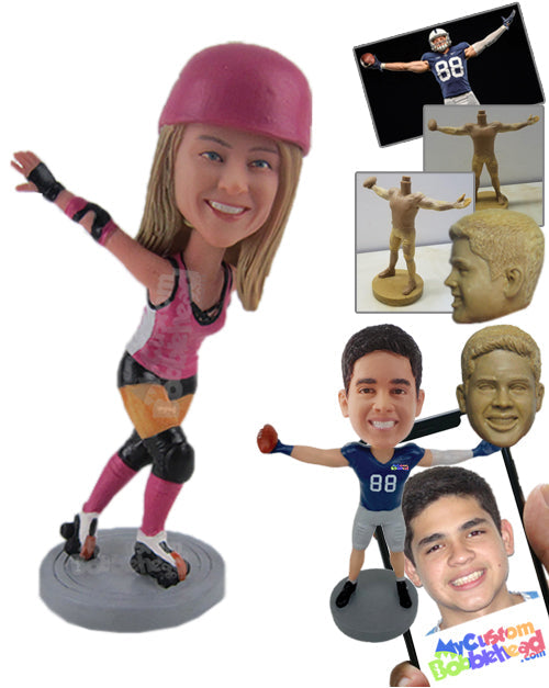 Sexy Female Roller Derby Skating Like a Pro Personalized Bobblehead