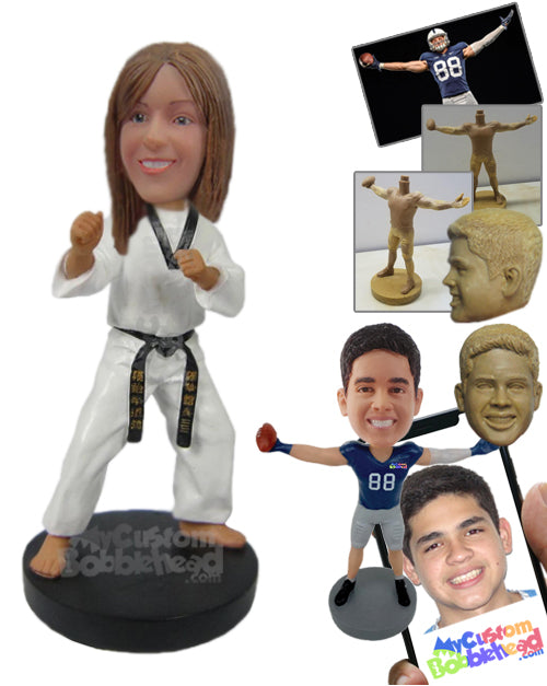 Attractive Karate Gal Ready for a Fight Personalized Bobblehead