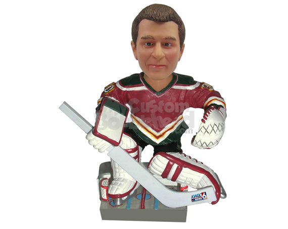 Custom Bobblehead Sexy Ice Hockey Goalie Leaving No Gap Through To His Goal - Sports & Hobbies Ice & Field Hockey Personalized Bobblehead & Cake Topper