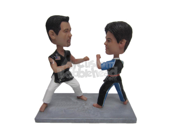 Martial Art Dad and Son Duo Ready for a Fight Personalized Bobblehead