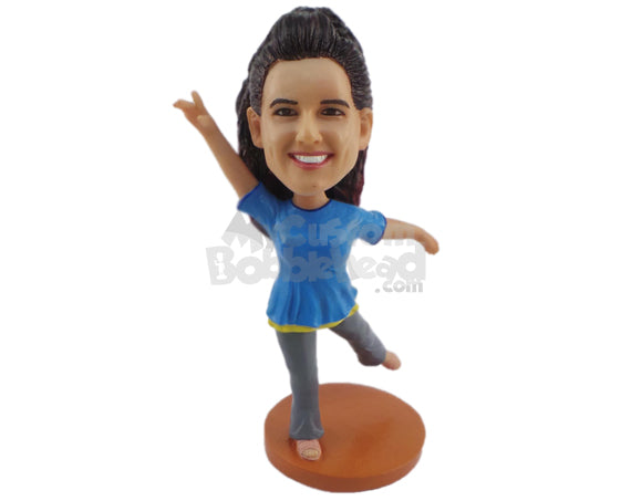 Custom Bobblehead Female Dancer Practicing Her Best Moves - Sports & Hobbies Dancing Personalized Bobblehead & Cake Topper