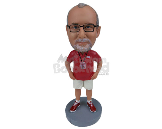 Custom Bobblehead Short Coach Watching The Team Succeed - Sports & Hobbies Hunting & Outdoors Personalized Bobblehead & Cake Topper