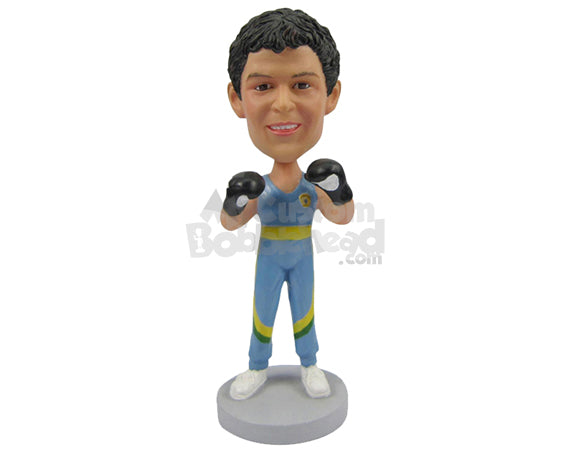 Custom Bobblehead Freestyle Boxer Ready To Punch You Hard - Sports & Hobbies Boxing & Martial Arts Personalized Bobblehead & Cake Topper