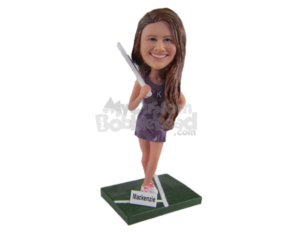 Custom Bobblehead Sexy Female Tennis Player Posing For Pictures - Sports & Hobbies Tennis Personalized Bobblehead & Cake Topper