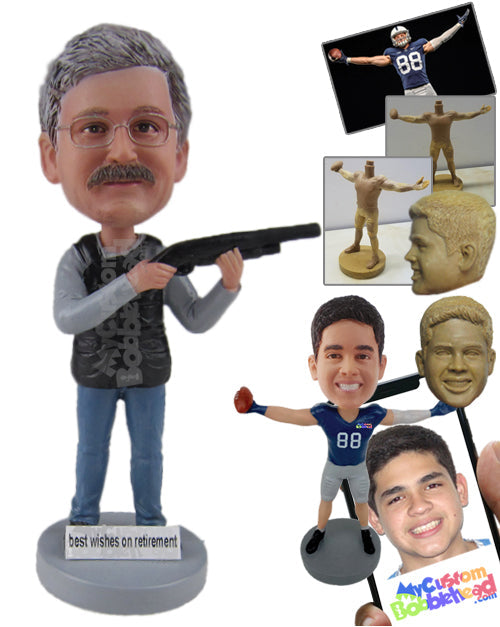 Male Hunter Hunting with a Rifle Personalized Bobblehead