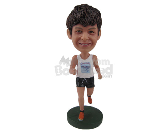 Custom Bobblehead Male Marathon Runner Running Ahead Of The Pack - Sports & Hobbies Running Personalized Bobblehead & Cake Topper