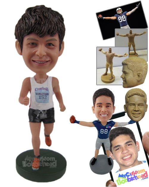 Male Marathon Runner Running ahead of the Pack Personalized Bobblehead