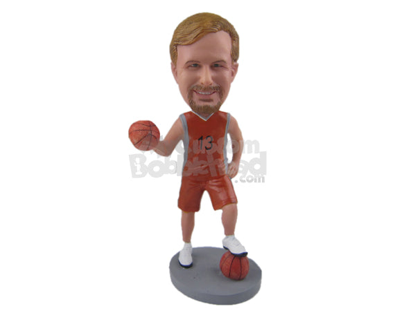 Basketball Player with Ball Under Foot Personalized Bobblehead