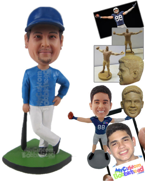 Baseball Dude Holding a Bat, Posing for the Camera Personalized Bobblehead