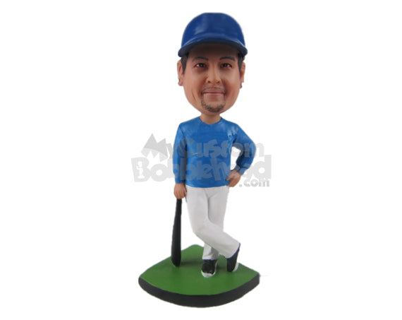 Custom Bobblehead Baseball Dude Holding A Bat Posing For The Camera - Sports & Hobbies Baseball & Softball Personalized Bobblehead & Cake Topper