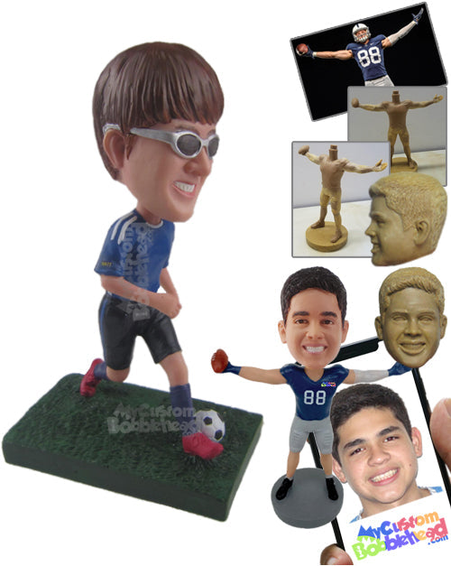 Male Soccer Player Running with the Ball between Feet Personalized Bobblehead