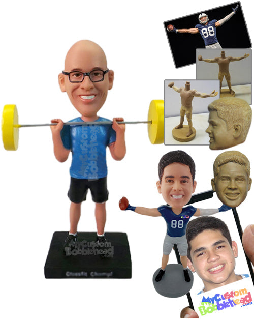 Male Weightlifter Lifting with Ease Personalized Bobblehead