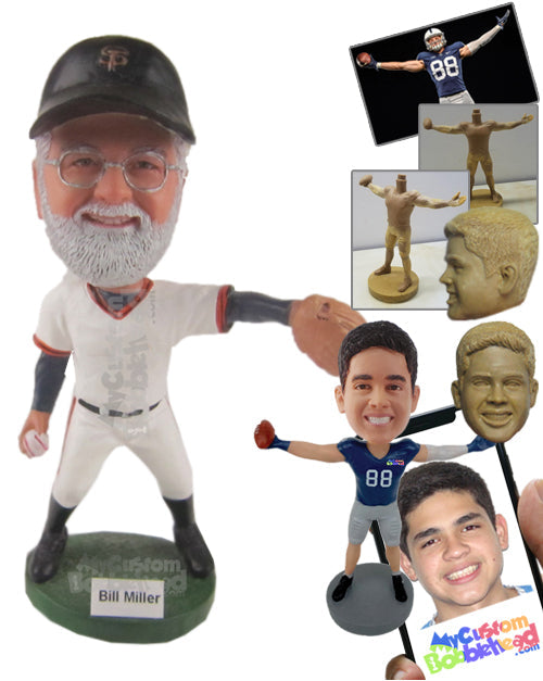 Fast Baseball Pitcher In His Pitching Stride Personalized Bobblehead