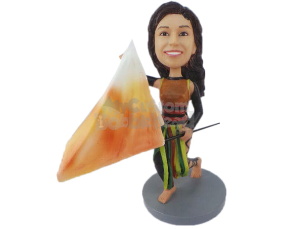 Custom Bobblehead Female Flag Dancer - Sports & Hobbies Dancing Personalized Bobblehead & Cake Topper