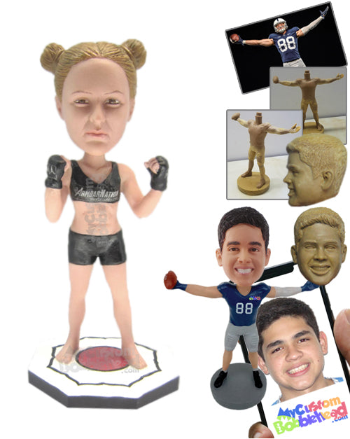 Strong Female MMA Fighter Ready for the Fight Personalized Bobblehead