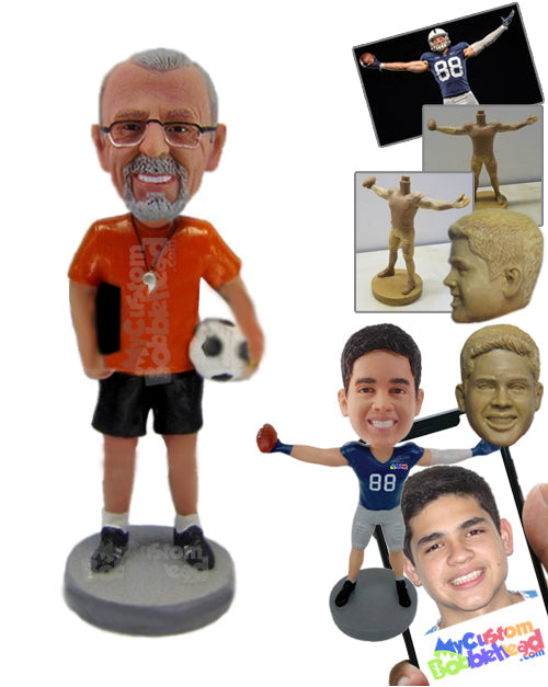 Knowledgeable Soccer Coach Preparing the Team for Victory Personalized Bobblehead