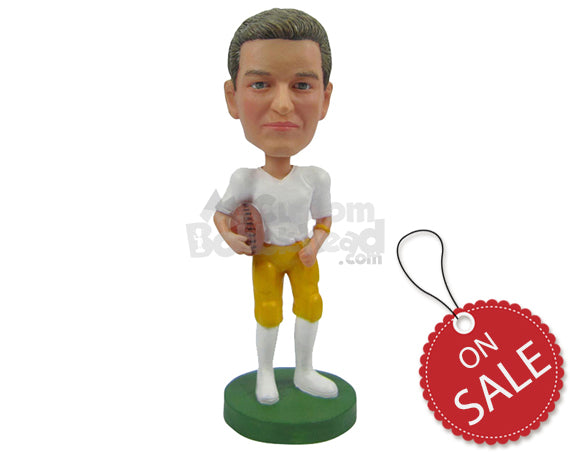 Custom Bobblehead Attractive Football Player About To Run With The Ball In Hand - Sports & Hobbies Football Personalized Bobblehead & Cake Topper