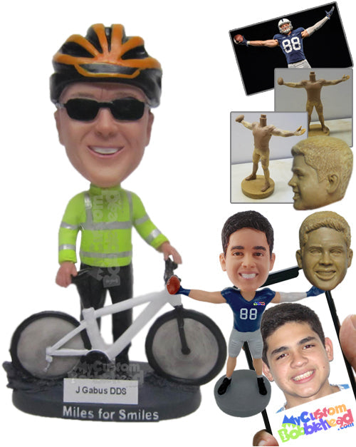 Male Cyclist with a Mountain Bike Personalized Bobblehead