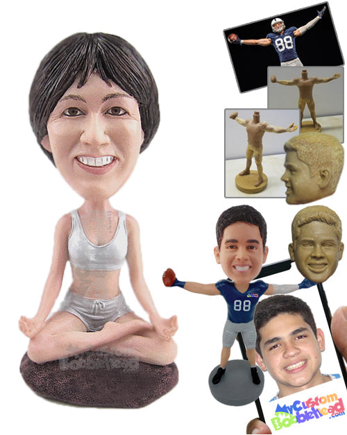 Gorgeous Lady Wearing Sporting Clothing Doing Yoga Personalized Bobblehead