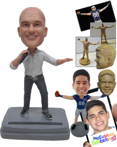 Male Standup Comedian Telling Dirty Jokes Personalized Bobblehead