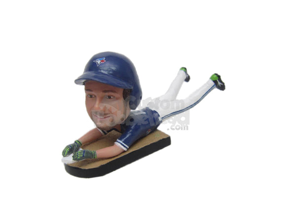 Custom Bobblehead Male Baseball Player Sliding For The Win - Sports & Hobbies Skiing & Skating Personalized Bobblehead & Cake Topper