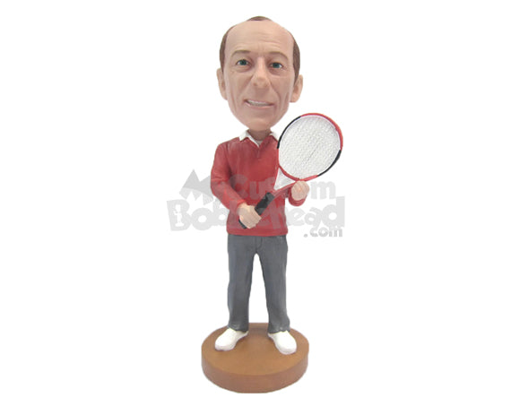 Tennis Player Ready for Match Personalized Bobblehead