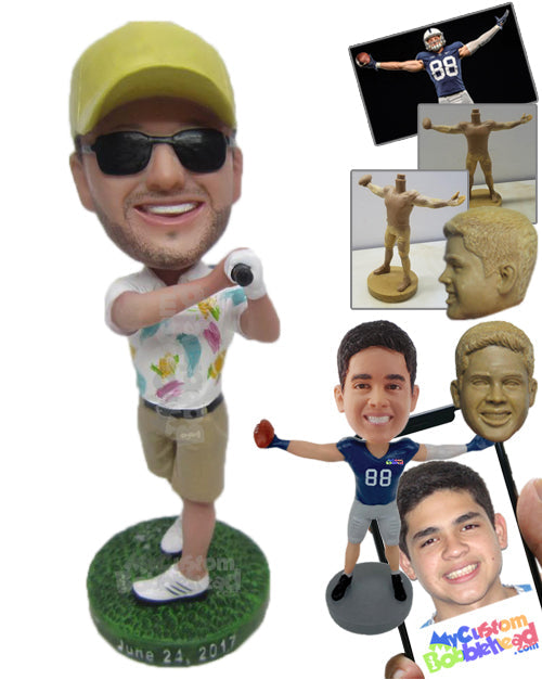 Male Golfer Happy with the Shot He Played Personalized Bobblehead