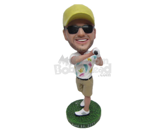 Male Golfer Happy with the Shot He Played Personalized Bobblehead