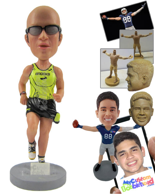 Male Marathon Athlete Running with All Force Personalized Bobblehead