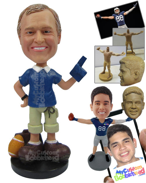 Sports Aficionado with Big Finger Prop Personalized Bobblehead