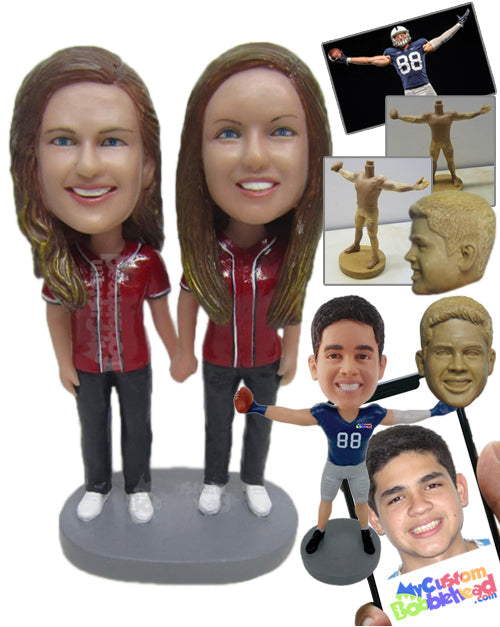 Two Friends in Baseball Jerseys at the Stadium Personalized Bobblehead