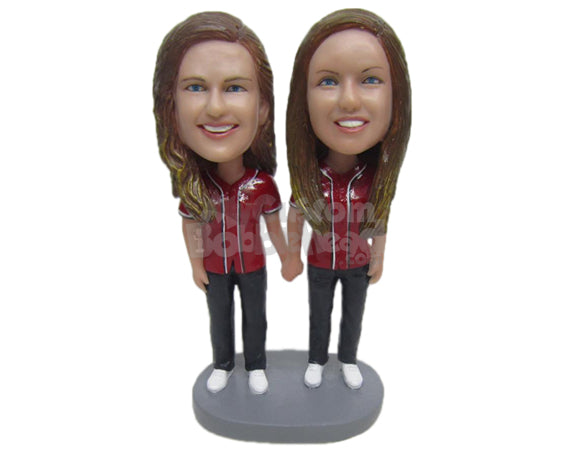 Two Friends in Baseball Jerseys at the Stadium Personalized Bobblehead