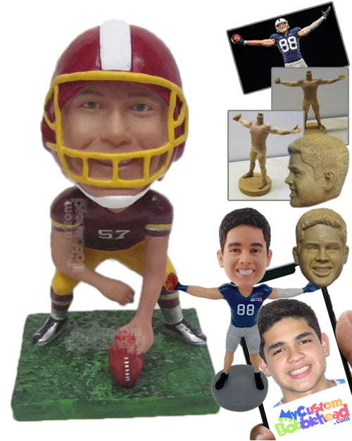 Strong Football Player Ready to Kick Off the Game Personalized Bobblehead