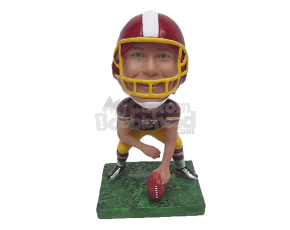 Strong Football Player Ready to Kick Off the Game Personalized Bobblehead