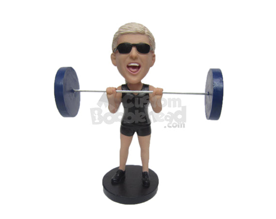 Female Weightlifter Putting Extra Effort to Complete the Lift Personalized Bobblehead